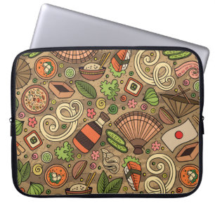 Housse Pour Ordinateur Portable Nourriture japonaise : mignonne main tirée