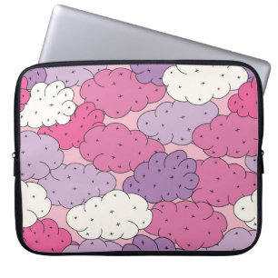 Housse Pour Ordinateur Portable Nuages de caricatures, répétition vintage amusante