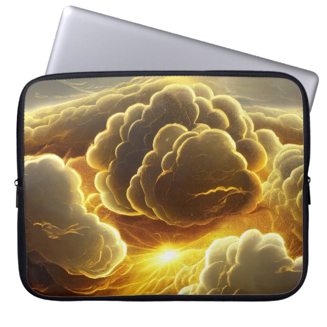 HOUSSE POUR ORDINATEUR PORTABLE NUAGES DE TEMPÊTE D'OR (Devant)