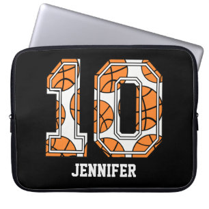 Housse Pour Ordinateur Portable Numéro de basket-ball personnalisé 10