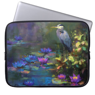 Housse Pour Ordinateur Portable Nymphéa d'étang enchanté aquarelle nature