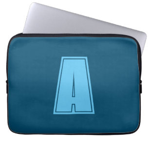 Housse Pour Ordinateur Portable Océan & Ciel Bleu Premier Monogramme Calligraphie