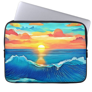 Housse Pour Ordinateur Portable Ocean Sunset Wave Art