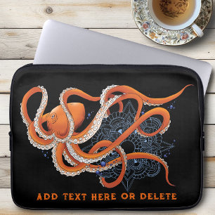 Housse Pour Ordinateur Portable Octopus Orange Mandala bleu
