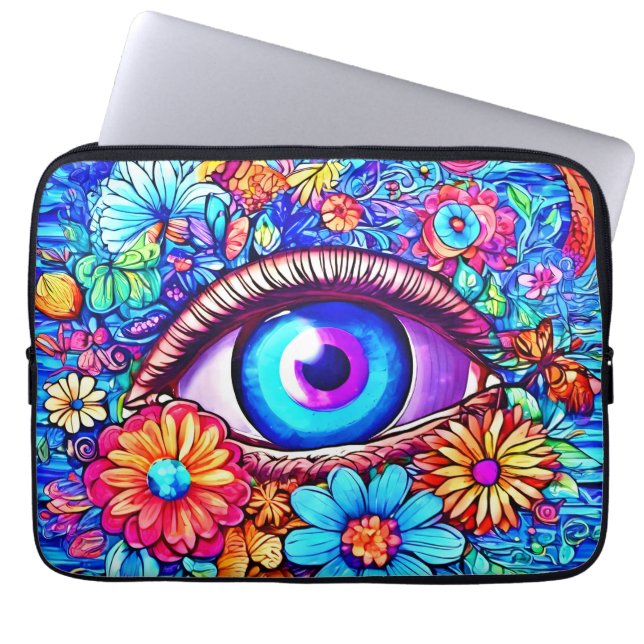 Housse Pour Ordinateur Portable Oeil floral hypnotique (Devant)