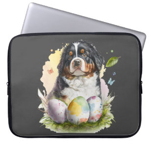 Housse Pour Ordinateur Portable Oeuf de Pâques de Chien de Montagne Bernais, Pâque