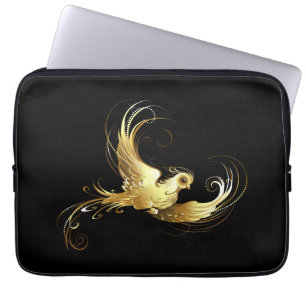 Housse Pour Ordinateur Portable Oiseau d'or sur Arrière - plan noir