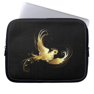 Housse Pour Ordinateur Portable Oiseau d'or sur Arrière - plan noir
