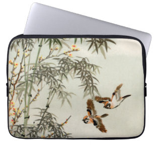 Housse Pour Ordinateur Portable Oiseaux Bambou Asiatique Japonais Vintage
