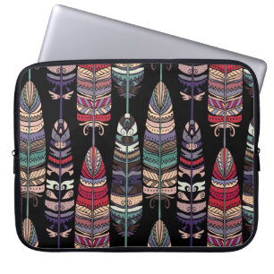 Housse Pour Ordinateur Portable Oiseaux Plumes Art Tribal Sans Seamless
