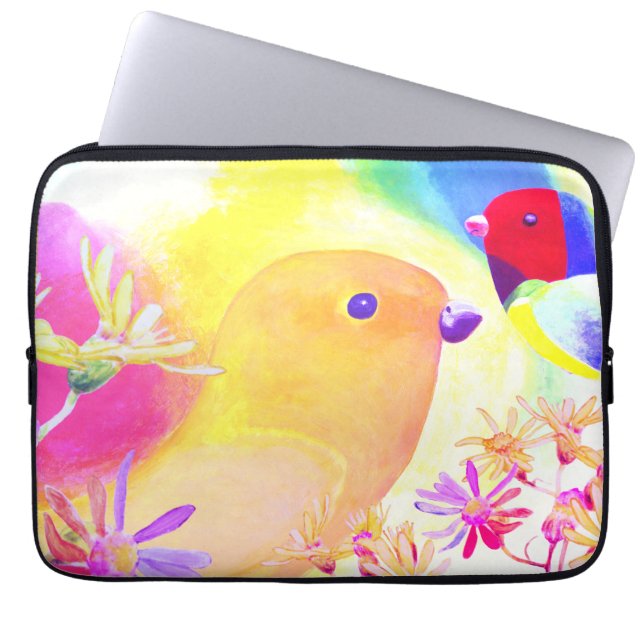 Housse Pour Ordinateur Portable Oiseaux Tie-Dye Brillants (Devant)