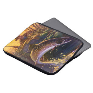 Housse Pour Ordinateur Portable Omble de fontaine pêcheur de poisson, pêche sporti