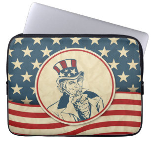 Housse Pour Ordinateur Portable Oncle rétro Sam Rustic Americana