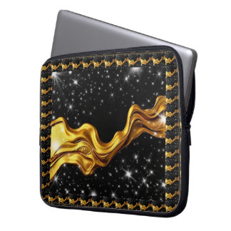 Housse Pour Ordinateur Portable Opulent Galaxy Liquid Gold Black Monochrome Achemp
