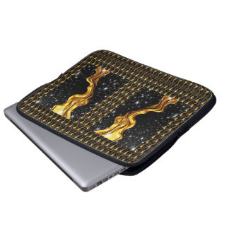 Housse Pour Ordinateur Portable Opulent Galaxy Stream Liquid Gold Black Monochrome