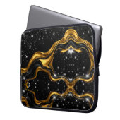 Housse Pour Ordinateur Portable Opulent Swirl Liquid Gold Black Monochrome Achempo (devant gauche)