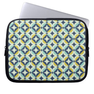 Housse Pour Ordinateur Portable Or géométrique et motif bleu