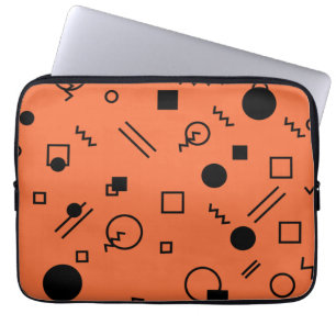Housse Pour Ordinateur Portable Orange, fun, trendy, geometric Memphis graphic