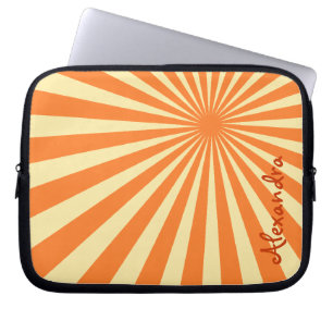 Housse Pour Ordinateur Portable Orange Sherbet Sunburst "Ajouter votre nom"