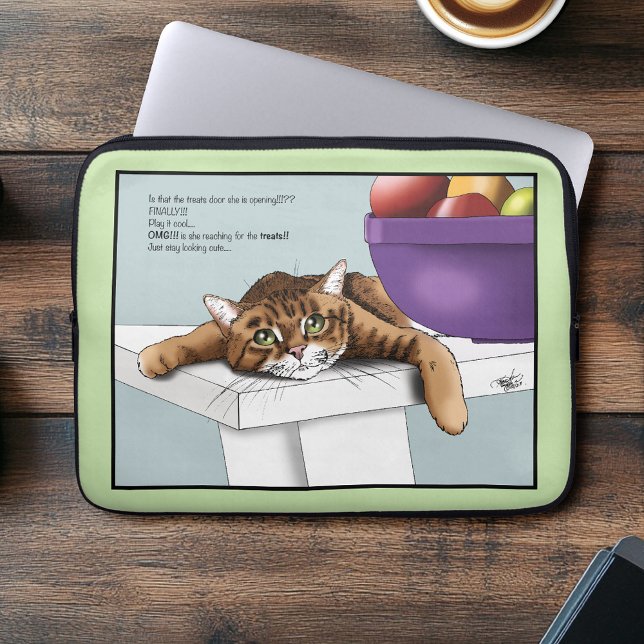 Housse Pour Ordinateur Portable Orange Tabby Cute Traitements (Créateur téléchargé)
