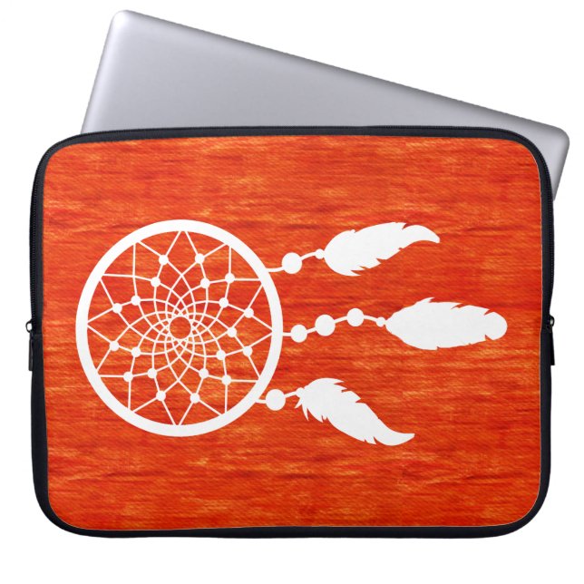 Housse Pour Ordinateur Portable Orange vibrante de Boho Dreamcatcher (Devant)