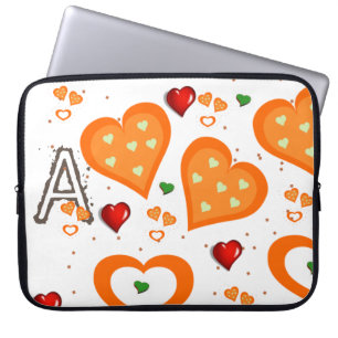Housse Pour Ordinateur Portable Ordinateur portable Leeve Orange Hearts