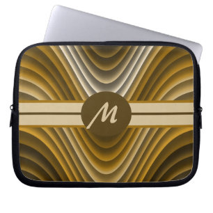 Housse Pour Ordinateur Portable Ordinateur portable Monogram Golden Brown Waves