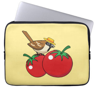 Housse Pour Ordinateur Portable Organic lover Sparrow Eating Red Tomato