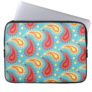 Housse Pour Ordinateur Portable Oriental Turquoise Orange Perse Motif Paisley