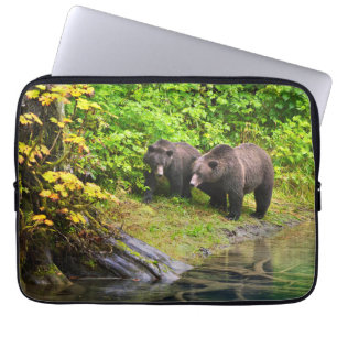 Housse Pour Ordinateur Portable Ours brun et ourson Hyder, Alaska