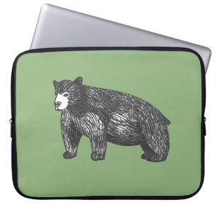 Housse Pour Ordinateur Portable Ours noir dessin rustique