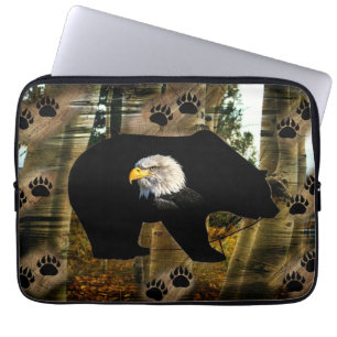 Housse Pour Ordinateur Portable Ours Noir Ourson Ourson Ourson Ours Empreintes de