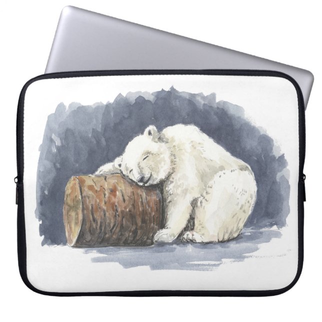 Housse Pour Ordinateur Portable Ours polaire dormant, aquarelle (Devant)