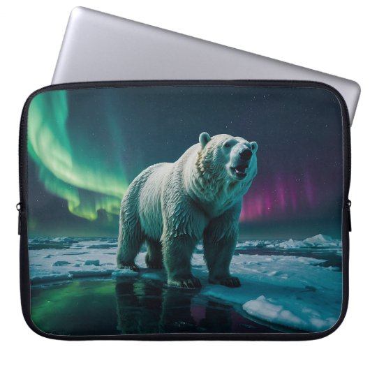 Housse Pour Ordinateur Portable Ours polaire et Aurora (Devant)