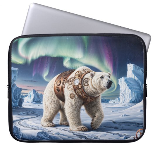 Housse Pour Ordinateur Portable Ours polaire et Aurora (Devant)