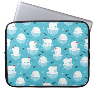 Housse Pour Ordinateur Portable Ours polaires mignons à Santa Hats Motif de Noël