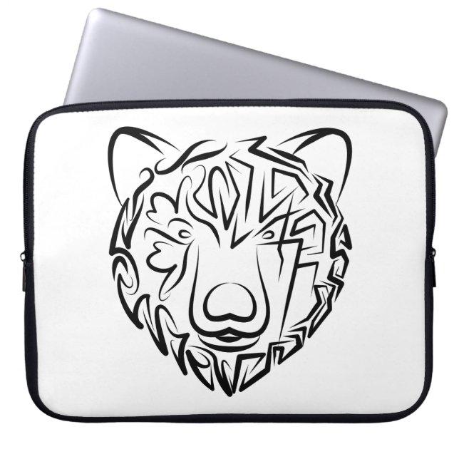 Housse Pour Ordinateur Portable Ours tribal noir et blanc (Devant)
