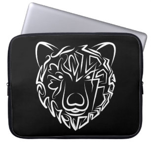 Housse Pour Ordinateur Portable Ours tribal noir et blanc