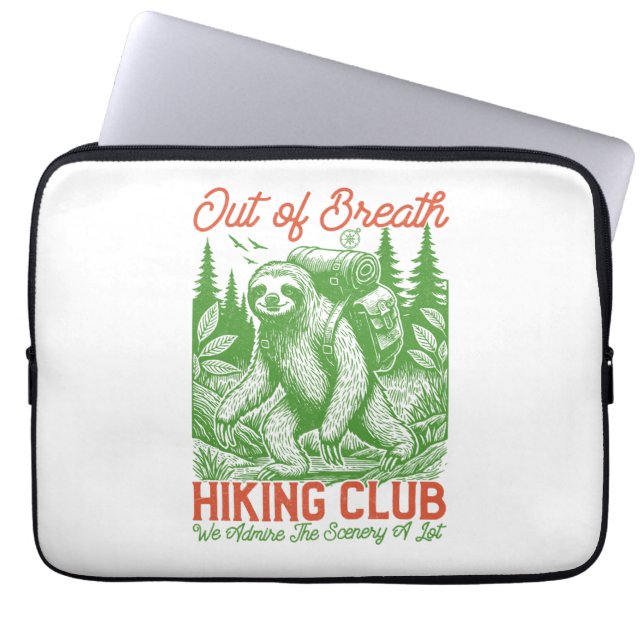 Housse Pour Ordinateur Portable Out Breath Funny Sloth Randonnée Club (Devant)