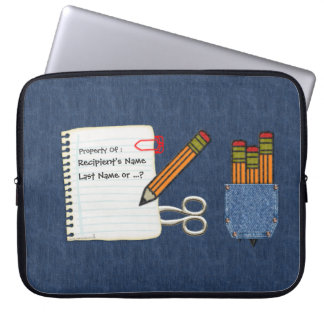 Housse Pour Ordinateur Portable Outils scolaires sur Denim Personnalisé