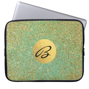Housse Pour Ordinateur Portable Paillettes dorées sarcelle Aqua Vert Glamour Tenda