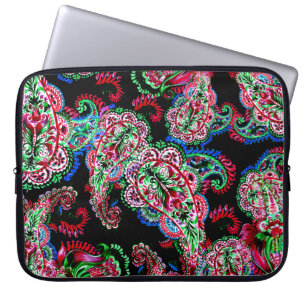 Housse Pour Ordinateur Portable Paisley Floral Pattern, Ethnic Arrière - plan.