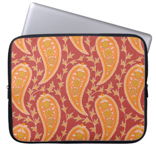 Housse Pour Ordinateur Portable Paisley motif. Concombre turc. Maroon-orange c