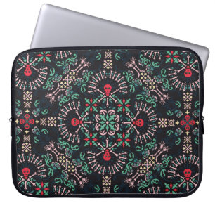 Housse Pour Ordinateur Portable Paisley ornementale, crânes et os Bandana Imprimer
