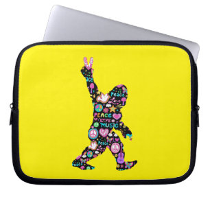 Housse Pour Ordinateur Portable Paix Amour Bigfoot Hippie Drôle Amateur de Bigfoot