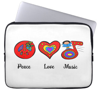 Housse Pour Ordinateur Portable Paix, amour, musique