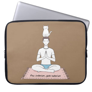Housse Pour Ordinateur Portable Paix Intérieure, Chat Extérieur