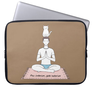 Housse Pour Ordinateur Portable Paix Intérieure, Chat Extérieur