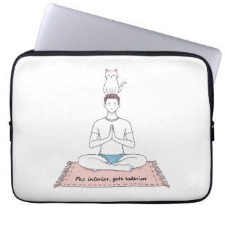 Housse Pour Ordinateur Portable Paix Intérieure, Chat Extérieur