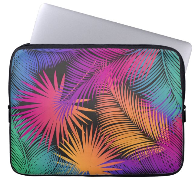Housse Pour Ordinateur Portable Palmier tropical Feuille Jungle Rainbow (Devant)